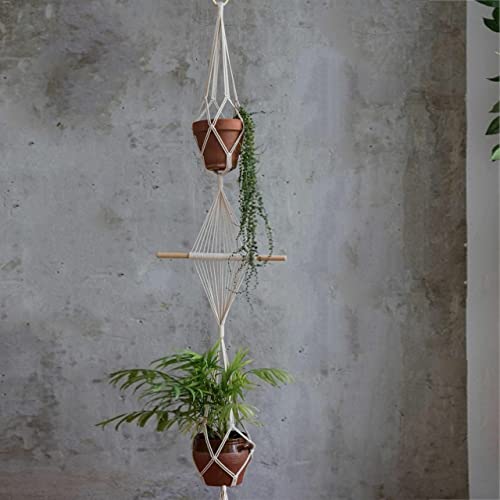 Image of ecofynd Cotton 3 Set Plant Hanger [Without Pot] | Rope Flower Pot Holder for Indoor Outdoor Balcony Garden Wall (COM08 /Pack of 3)