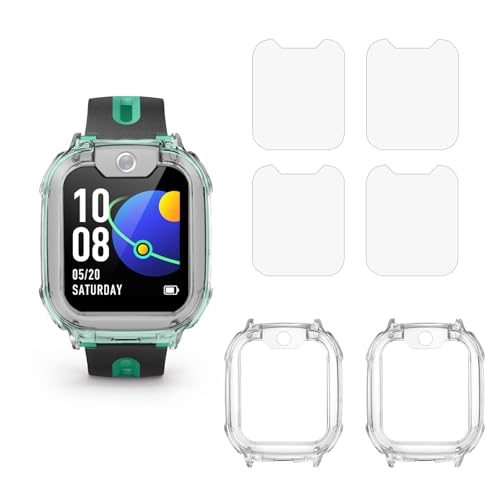 WHYNOTRY Funda protectora y protector de pantalla para imoo Watch Phone Z1, protege mejor el reloj de tu hijo, 2 fundas protectoras transparentes + 4 películas protectoras