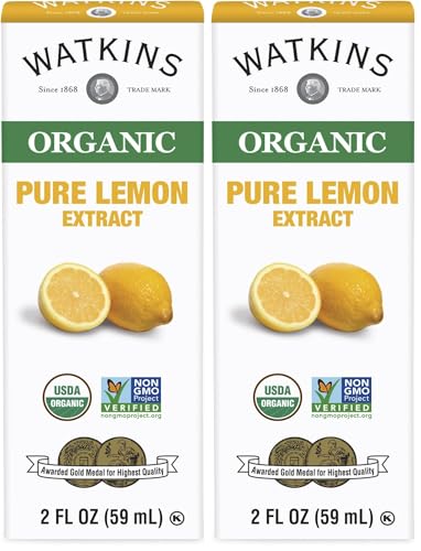 Watkins Organic Pure Lemon Extract, Non-GMO, Kosher, 2 oz. Bottle, 1-Pack (Pack of 2)