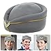 Ipetboom Flight Attendant Hat Women Beret Cap Grey Felt Stewardess Hat for Party Decor Comfortable Ergonomic Fit