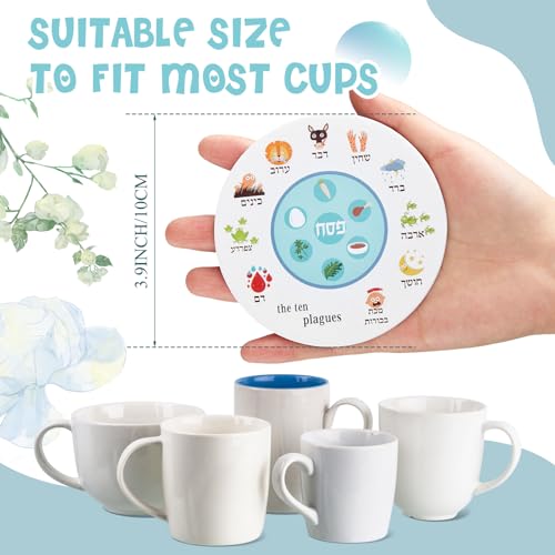 Affrolling 24 Sets Passover Drinks Coasters for Table Protection with the Ten Plagues Absorbent Drinks Coasters for Home Decoration and Christian Gifts Passover Seder Decoration, 4 Inches by Affrolling - Image 2