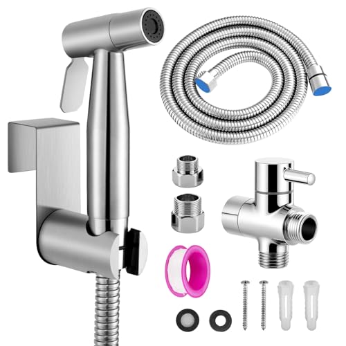 Douchette Toilette, WC Kit Complet,Kit WC, Pulvérisateur Pour l'hygiène Personnelle Quotidienne, Pomme de Douche Toilette avec Tuyau, Adaptateurs G1/2' et...