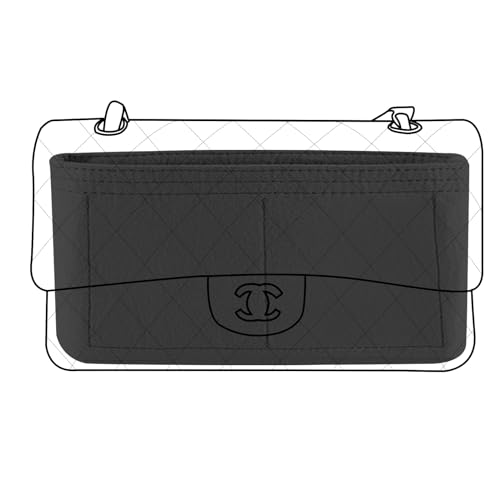 Lckaey Bolsa organizadora para bolsa Chanel clássica com aba cf jumbo - inserção de feltro para bolsa Y069black-mini