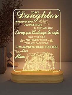 to My Daughter Gifts from Mom, 3D Lamp I Love You Daughter Night Light for Girls Daughter Birthday Valentine's Day Sweet Present, Soft Warm White Color USB Power LED Light