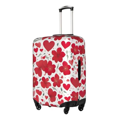 Valentine'S Day Red Heart Flower Print Travel Elastic Suitcase Luggage Baggage Cover Protector, Washable And Anti-Scratch2