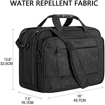 EMPSIGN Laptop Bag Laptop Briefcase Fits Up to 18 Inch Laptops XL Water Repellent Computer Bag Messenger Shoulder Bag Expandable Capacity for Travel/Business/School/Men, Black