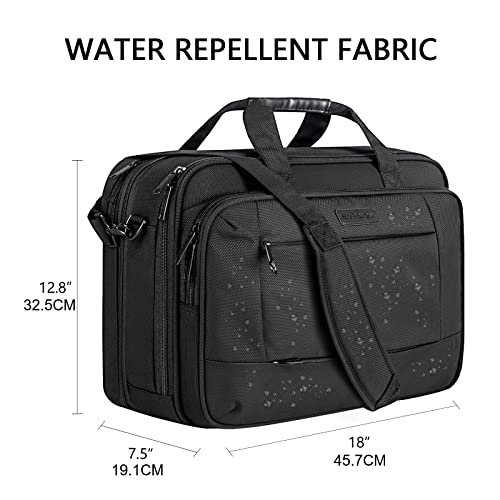 Empsign 18 Inch Laptop Bag Briefcase, Xl Gaming Computer Bag Laptop Case For Men & Women, Water Repellent Office Carrying Case Shoulder Bag For Work Business Commute Travel School, Canvas-Black #TOP1