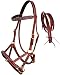 CHALLENGER Horse Western Leather Beaded Bitless Sidepull Bridle Reins 77RS06RB-F