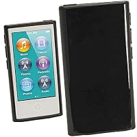 iGadgitz Black Glossy Durable Crystal Gel Skin (TPU) Case Cover for Apple iPod Nano 7th Generation 7G 16GB + Screen Protector
