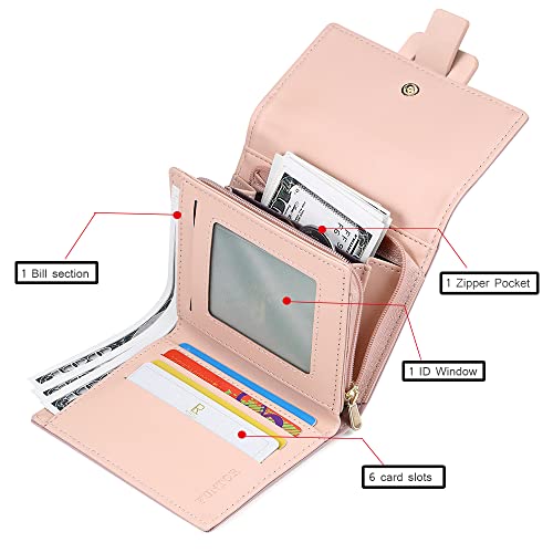 FT FUNTOR RFID Wallets for Women, Trifold Womens Wallet with Coin Zipper Pocket Vegan Leather Ladies Wallets Coins Zipper Pocket with ID Window (Gray)2