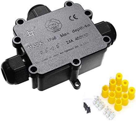 YS Junction Box Outdoor Waterproof IP68 3-Way Line M25 Cable Connector Wire Range 4-8mm 8-12mm 10-14mm Power Cord External Sleeve Coupler Protection Box
