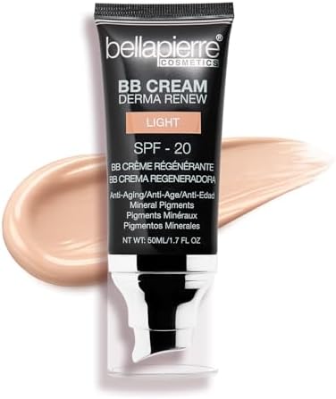 Bellapierre BB Cream with SPF 20, Tinted Moisturizer & Lightweight Foundation Makeup, Buildable Light-to-Medium Coverage, Soft Matte Finish, Paraben-Free, Cruelty-Free, 1.7 fl oz โ Light
