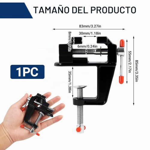 Miniatura 2 de Mini Tornillo De Banco De 35 Mm De Aleación De Aluminio, Pequeño Tornillo De Mesa Para Sujetar, Banco De Trabajo Portátil Para Bricolaje, Joyas, Modelismo Y Pequeños Trabajos De Reparación