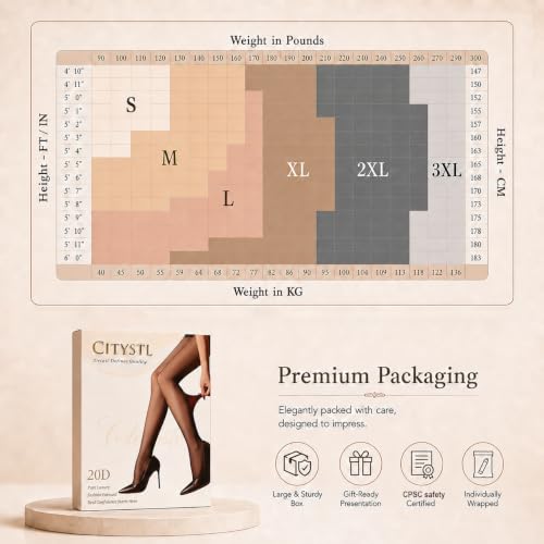 Image of Citystl 3 Pairs Black Sheer Tights for Women - 20D Not Rip Control Top Pantyhose with Reinforced Toes - Resist Tears