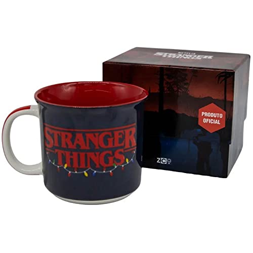 Caneca Porcelana Stranger Things Luzes 350ml Presente