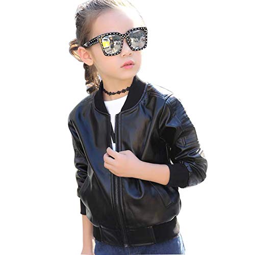 【JDLXMD】子供服 男の子 アウター 春秋キッズ 暖かいジャケット オートバイの革PUコート 裏起毛 ジャケット ライダースジャケット 男の子 PUレザージャケット ジャケット ブルゾン アウター (140CMブラック(冬 裏起毛))のサムネイル