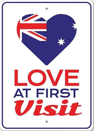 Love at First Visit, Patriotic Home Decor, Man Cave Australian Metal Sign