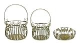 Style : style antique aubaho Paire de paniers en fer - Réplique de vieux vert - Décoration rétro