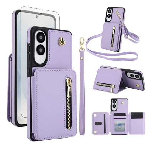 Protection Samsung S25 Edge portefeuille RFID coque bandoulière verre trempé