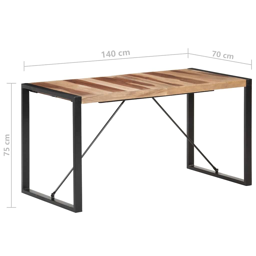 Stół do jadalni z litego drewna 140 x 70 x 75 cm ze stalowymi nogami