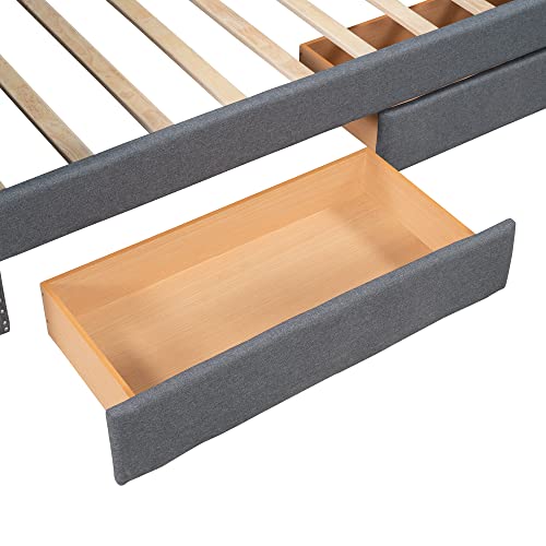 Flieks Upholstered Daybed With Two Storage Drawers, Twin Tufted Sofa Bed Daybed With Nailhead Trim And Wood Slat Support (Grey) #TOP3