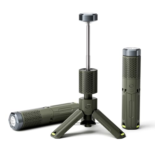 NIEYUX Camping Light, Telescopic Camping Lantern with Storage Bag, Collapsible, Magnetic, 10500mAh Battery, Rechargeable Outdoor Portable Lights for Hiking, Fishing, and Travel (Dark Green)