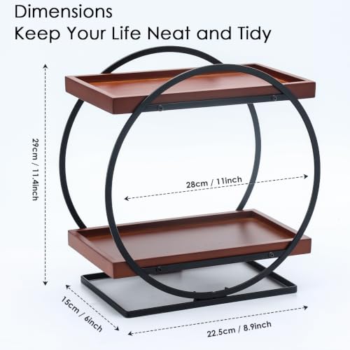 YIWANFW 2-Tier Bathroom Counter Organizer, Wooden Perfume Organizer Dresser - image 4