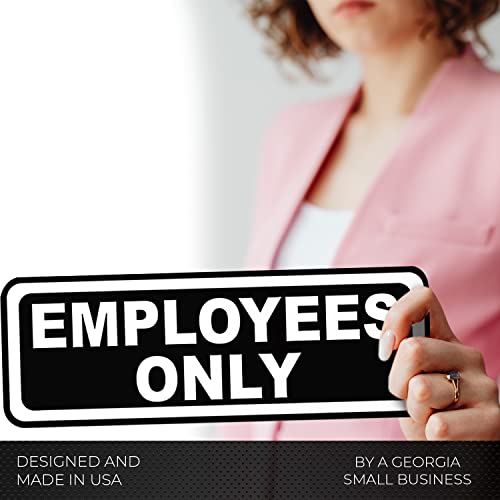 Employees Only Sticker For Doors (Pack Of 2) | Black And White Laminated Vinyl 7.75 X 2.5-Inches | Retail Compliance Signs For Restaurants, Retail Stores, Salons, Gas Stations, And Other #TOP5