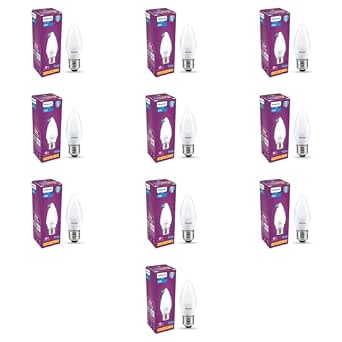 PHILIPS 4W LED Frosted Candle Bulb | Warm White 3000K | E4 Base | Energy Efficient Decorative LED Light | Soft Glare-Free Illumination | Pack of 10