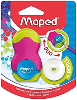 Maped Loopy kolorowa podwójna gumka i temperówka do ołówków (pudełko 24 w różnych kolorach)