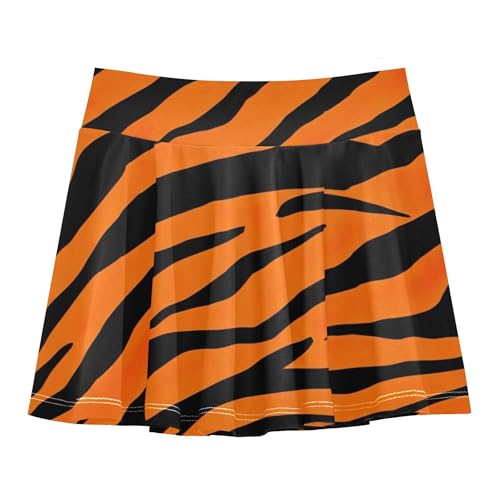 Tennis Skirts Kids Orange Black Tiger Stripe Girls Skorts Athletic Shorts Colored Cheer Skirt 3-4t