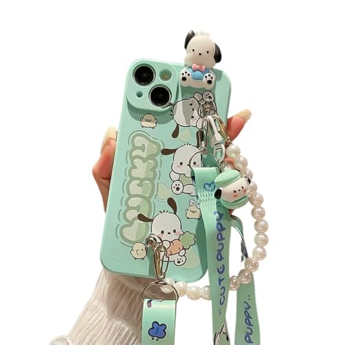 Arpe ポチャッコ スマホケース 3D iPhone 16 Pro 用 ケース かわいい ポチャッコ アイフォン 16 Pro 用 ケース (6.1インチ) シリカゲル 携帯ストラップ ショルダーストラップ 首かけストラップ ケース バンパー iPhon