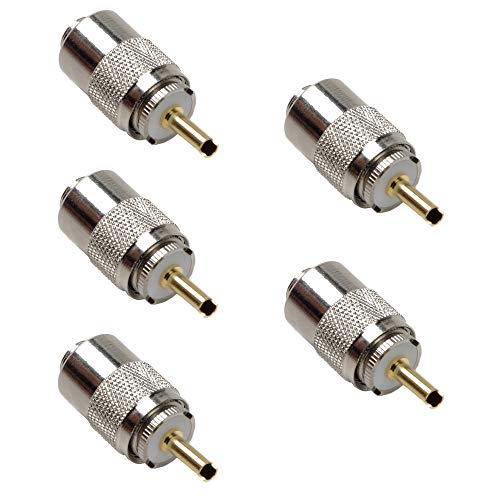 TLS.eagle PL 259 Connectors PL-259 UHF Male Solder Connector Plug with Reducer Teflon Material RF Adapter 50ohm for RG59 RG8 RG8X LMR-400 RG-213 Coaxial Cable Compatiable Pack of 5