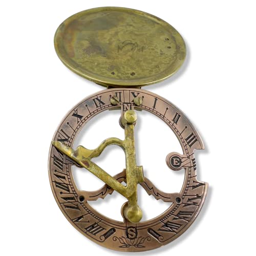 Marine Art Handicrafts Handmade Sundial Compass With Leather Case - Sun Clock – Steam Punk Accessory – Nautical Gift – Wedding Gifts For Him – Partner - Sundial Watch Gift Antique Vintage Style. C-3058 #TOP4