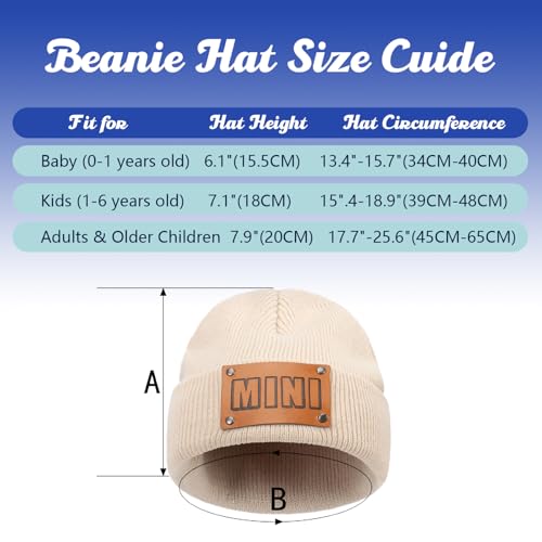 Custom Toddler Baby Beanies,Mama Mini Matching Hats,Personalized Baby Knit Hats,Winter Warm Beanies for Infants Kids Adults3
