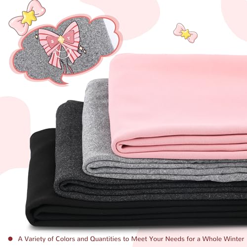 4 Pcs Girls Winter Fleece Lined Leggings Bowknot Thick Thermal Tights Pants Cotton Full Length Pants for Girls3