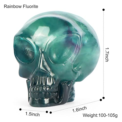 Hxswkk Rainbow Fluorite Crystal Skull Outer Space Alien Statue, Alien Decor Hand Carved Skull Gemstone Fine Art Sculpture, Home Ornament Best Art Decor 2Inches #TOP1