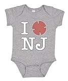 I Heart NJ Funny Love New Jersey Pork Roll Shape Breakfast Meme Fashion Baby Creeper Boys Girls Infant Bodysuit, Heather Grey, 6M