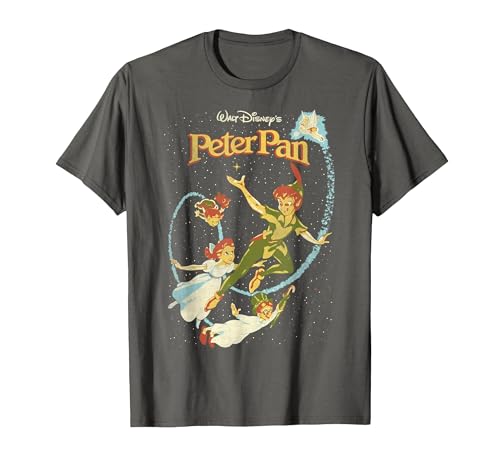 Image of Disney Peter Pan Darling Flight Vintage Graphic Tee T-Shirt, Men, Asphalt Grey, 5X-Large