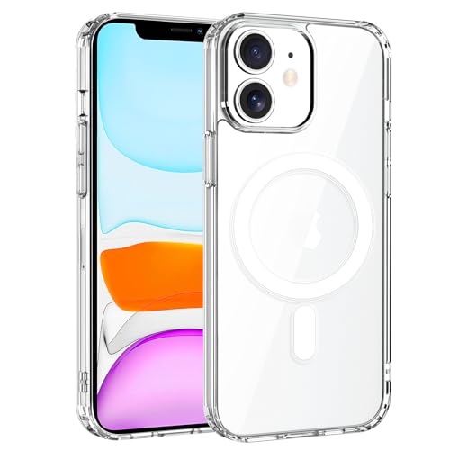 Exsight Magnetisch Hülle für iPhone 11 6 1 Zoll Kompatibel mit MagSafe Starke Magnetkraft Militär-Grade Stoßfeste und Kratzfest Klare Dünne Silikon Case Magnetische Handyhülle Durchsichtig