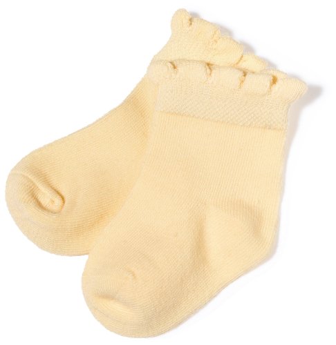 Jefferies Socks Organic Cotton Scalloped Anklet - Lemon, 12-24 Months