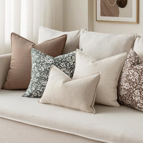 Image of MIULEE Euro Sham Pillow Covers for Bed 26x26, 2 Pack Coco Brown Thick & Textured Decorative Throw Pillow Covers, Neutral Linen Cushion Cases, Modern Farmhouse Home Decor, No Filling