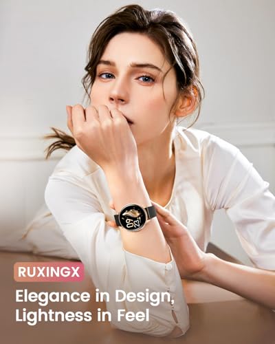RUXINGX Smartwatch voor dames, 3,27 cm (1,27 inch), touchscreen, oproepen, damesfunctie, hartslagmeter, SpO2 slaap, 126 sporten, 220 wijzerplaten, stappenteller, IP68, waterdicht, Android, iOS - Afbeelding 3