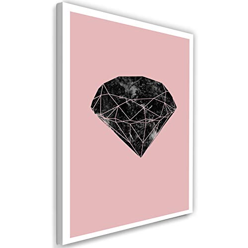 Photo sur toile XXL géométrique art abstrait haut de gamme couleur diamant rose 70x100 cm