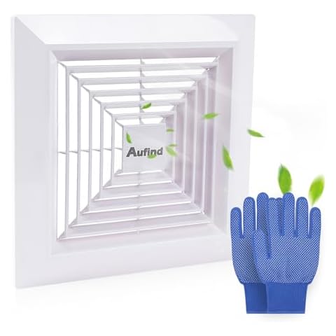 Aufind Bathroom Exhaust Fan Cover with Spring,Square Ceiling or Wall Mounted Exhaust Fan, Ceiling Fan, Grille, Air Diffuser, Diverter Ventilation Hood, Ventilation Fan Plastic Cover White (12" x 12") Cover
