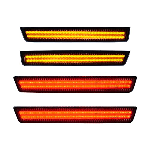 Anzios Smoked Lens Amber Red LED Side Marker Light Replacement for Dodge Challenger 2015-2021 Left Right Sidemarker Assembly Kit Blinker Lamp