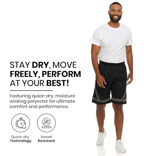 Essential Elements 4 Pack: Men's Dry-Fit Sweat Resistant Active Athletic Performance Shorts3
