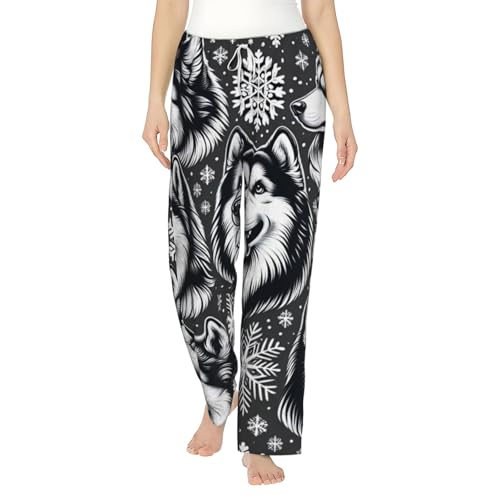 Pantalon pyjama polaire femme husky chaud et doux en flanelle