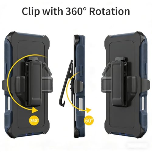 Coque iPhone 17 rigide silicone noir triple couche avec clip de support arrière - 3