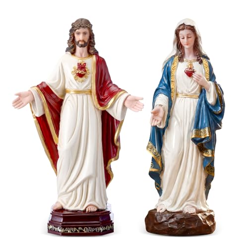 Set 2 Piezas Estatuas Católicas Clásicas Corazones Sagrados
